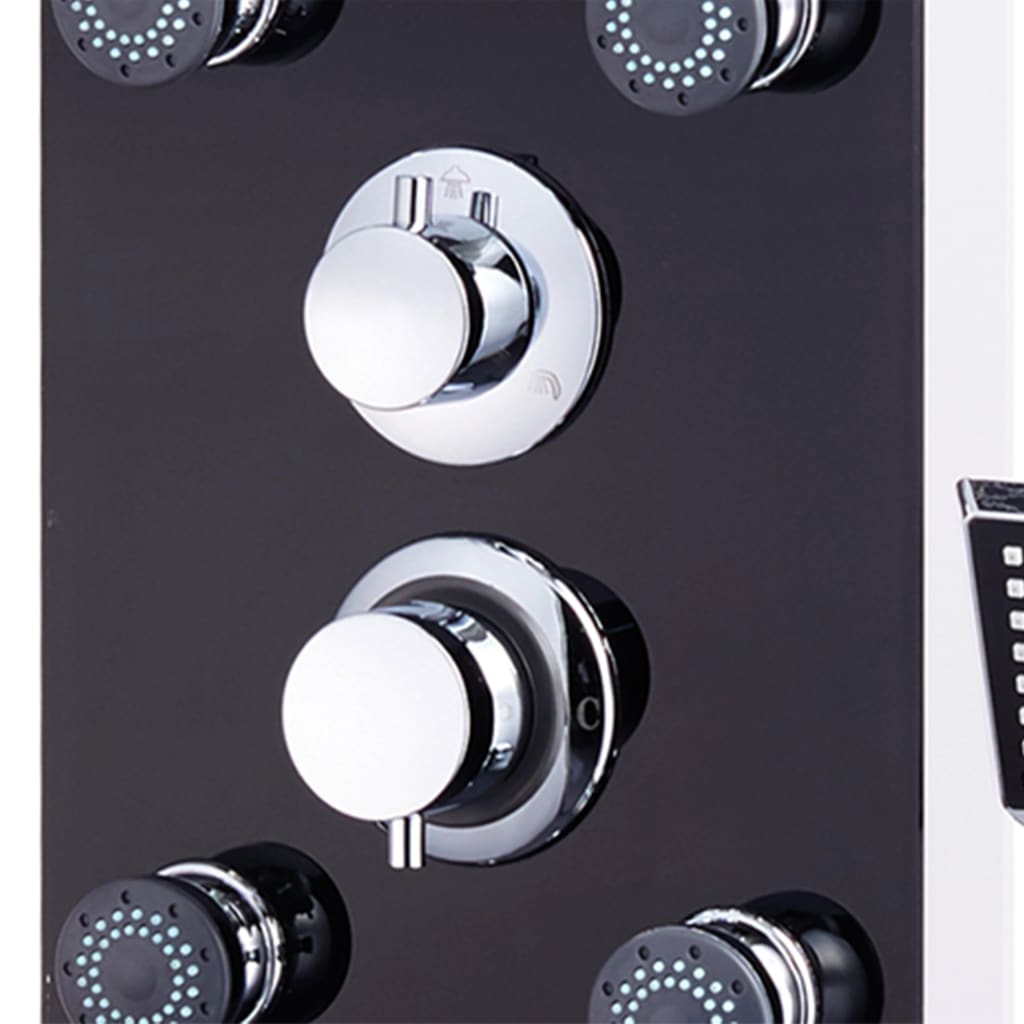 Στήλη Ντους Υδρομασάζ Μαύρη 25 x 44,6 x 130 εκ. από Γυαλί - PAKOBAZAAR