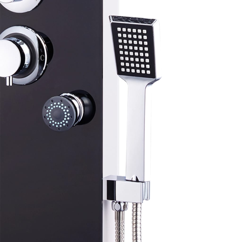 Στήλη Ντους Υδρομασάζ Μαύρη 25 x 44,6 x 130 εκ. από Γυαλί - PAKOBAZAAR