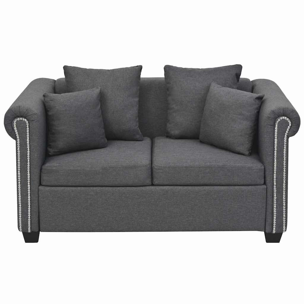 Σετ Καναπέ 2 Τεμαχίων Σκούρο Γκρι από Ύφασμα