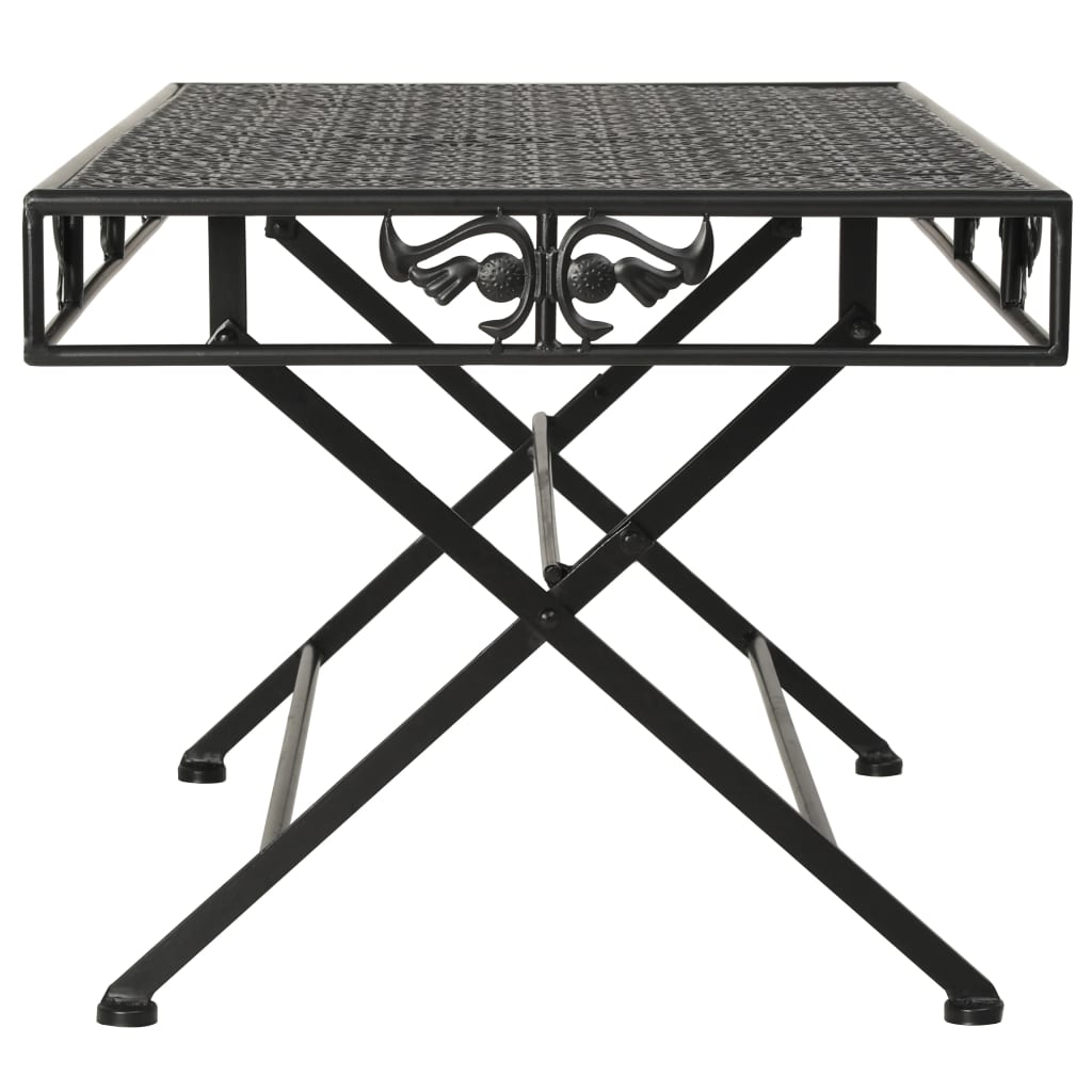 Τραπέζι Σαλονιού Πτυσσόμενο Vintage Μαύρο 100x50x45 εκ. Μέταλλο - PAKOBAZAAR
