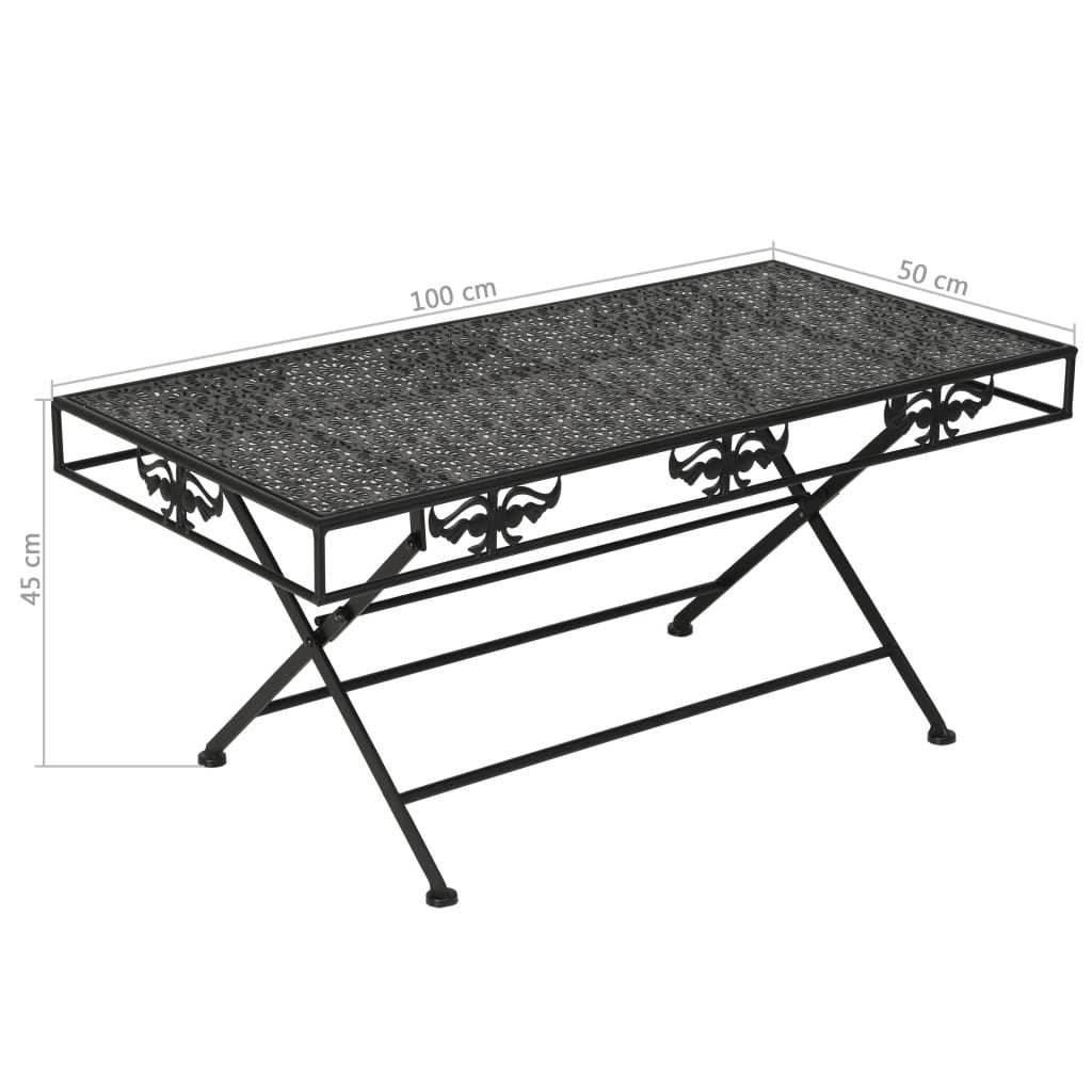 Τραπέζι Σαλονιού Πτυσσόμενο Vintage Μαύρο 100x50x45 εκ. Μέταλλο - PAKOBAZAAR