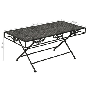 Τραπέζι Σαλονιού Πτυσσόμενο Vintage Μαύρο 100x50x45 εκ. Μέταλλο - PAKOBAZAAR