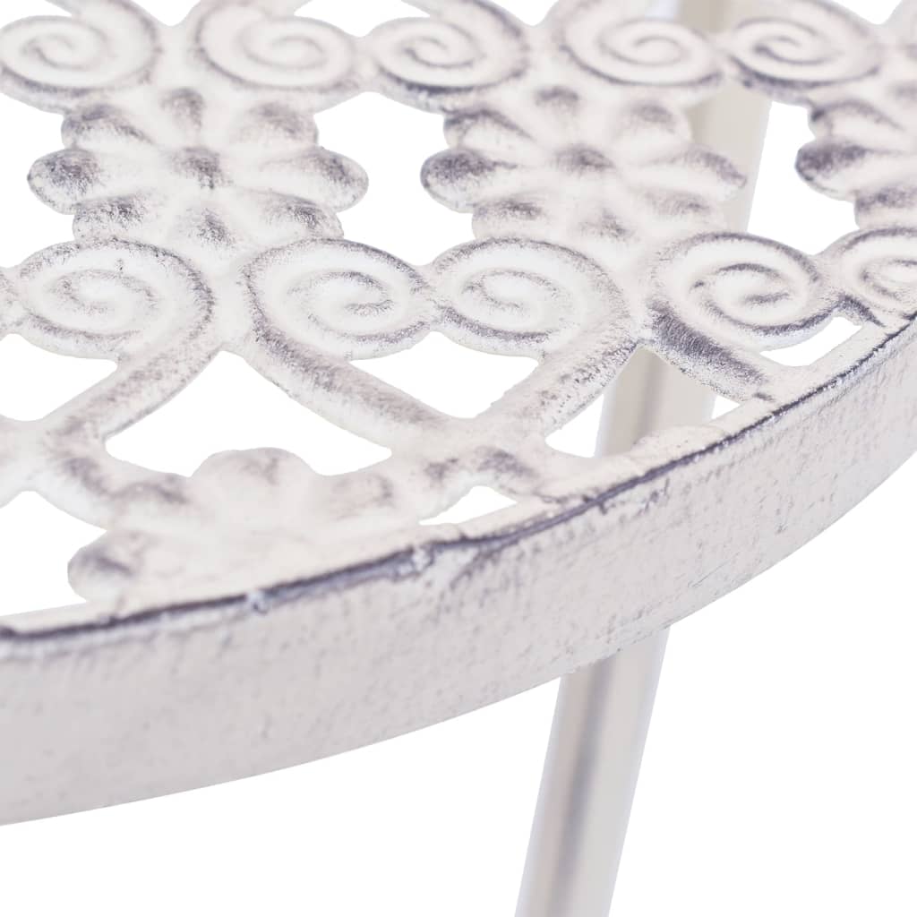 Ανθοστήλες Σετ 3 Τεμαχίων Vintage Λευκό Αντικέ από Μέταλλο - PAKOBAZAAR