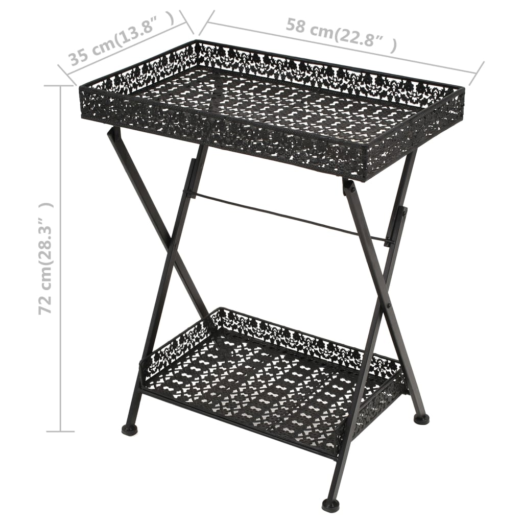Τραπεζάκι Πτυσσόμενο Vintage Μαύρο 58 x 35 x 72 εκ. Μεταλλικό - PAKOBAZAAR