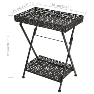 Τραπεζάκι Πτυσσόμενο Vintage Μαύρο 58 x 35 x 72 εκ. Μεταλλικό - PAKOBAZAAR