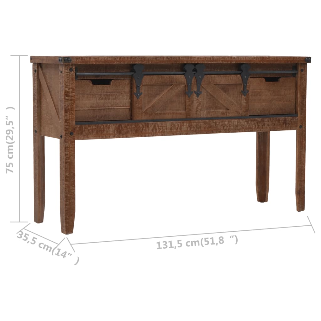Τραπέζι Κονσόλα Καφέ 131 x 35,5 x 75 εκ. από Μασίφ Ξύλο Ελάτης - PAKOBAZAAR