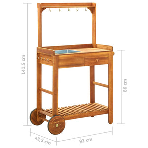 Τρόλεϊ Κουζίνας/Κήπου 92x43,5x141,5 εκ. από Μασίφ Ξύλο Ακακίας