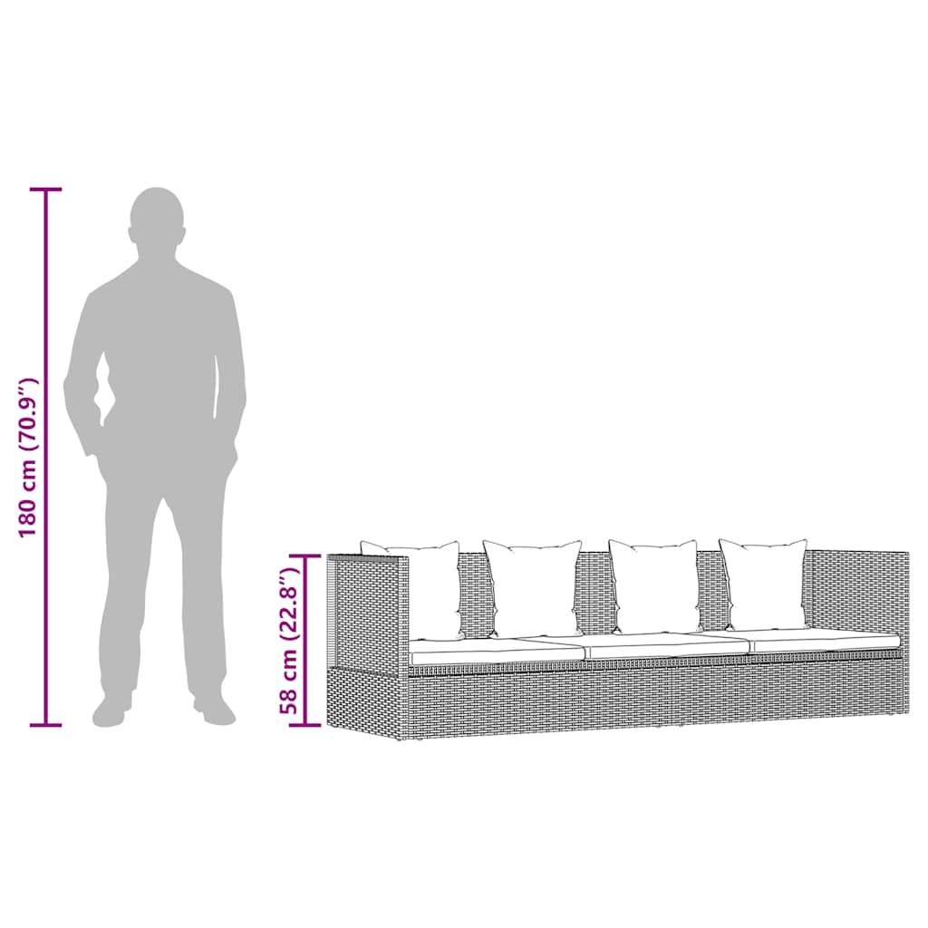Ξαπλώστρα - Κρεβάτι Κήπου Γκρι 200 x 60 εκ. Συνθετικό Ρατάν - Pakobazaar