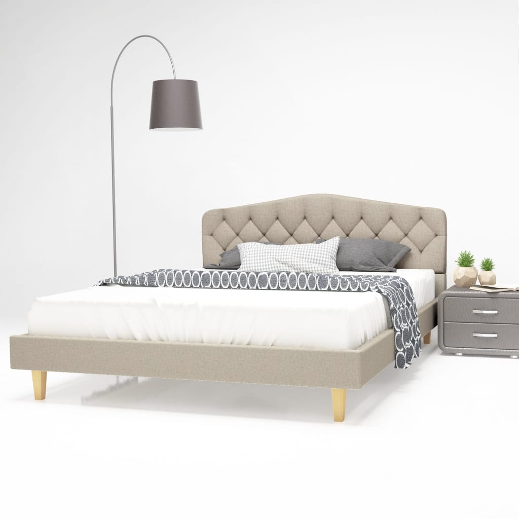 Κρεβάτι Μπεζ 140 x 200 εκ. Υφασμάτινο με Στρώμα Αφρού Μνήμης