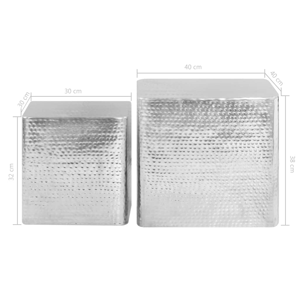 Τραπεζάκια Σαλονιού 2 τεμ. Ασημί από Αλουμίνιο - PAKOBAZAAR