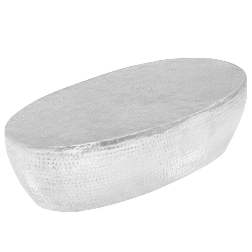 Τραπεζάκι Σαλονιού Hammered Ασημί 100x50x28 εκ. από Αλουμίνιο - Pakobazaar