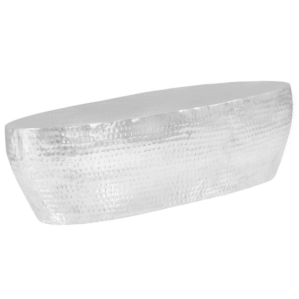 Τραπεζάκι Σαλονιού Hammered Ασημί 100x50x28 εκ. από Αλουμίνιο - Pakobazaar