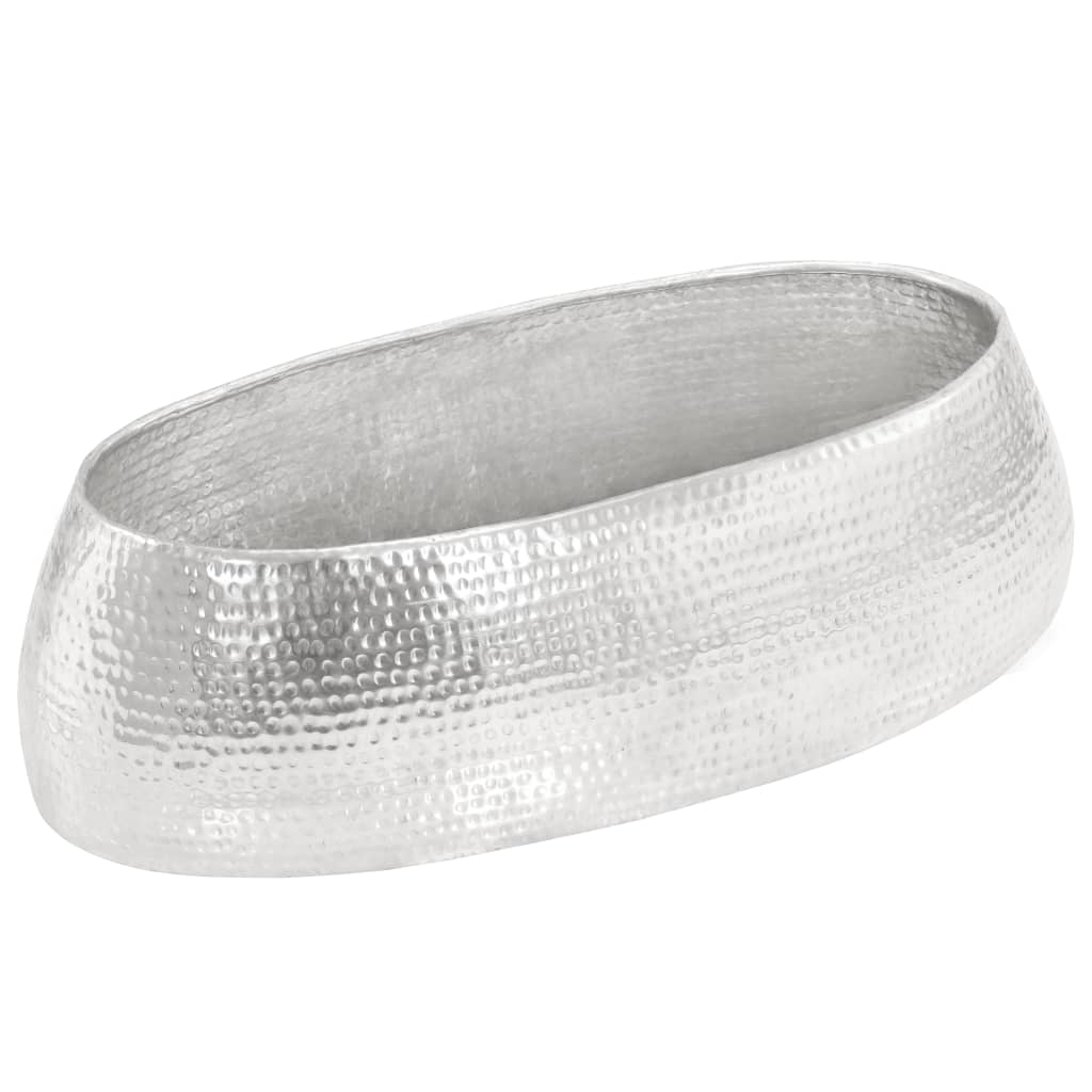 Τραπεζάκι Σαλονιού Hammered Ασημί 100x50x28 εκ. από Αλουμίνιο - Pakobazaar