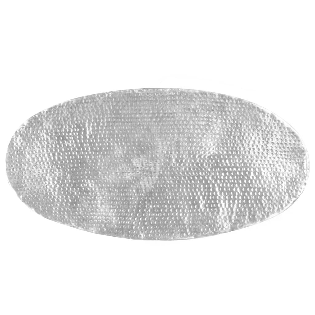 Τραπεζάκι Σαλονιού Hammered Ασημί 100x50x28 εκ. από Αλουμίνιο - Pakobazaar