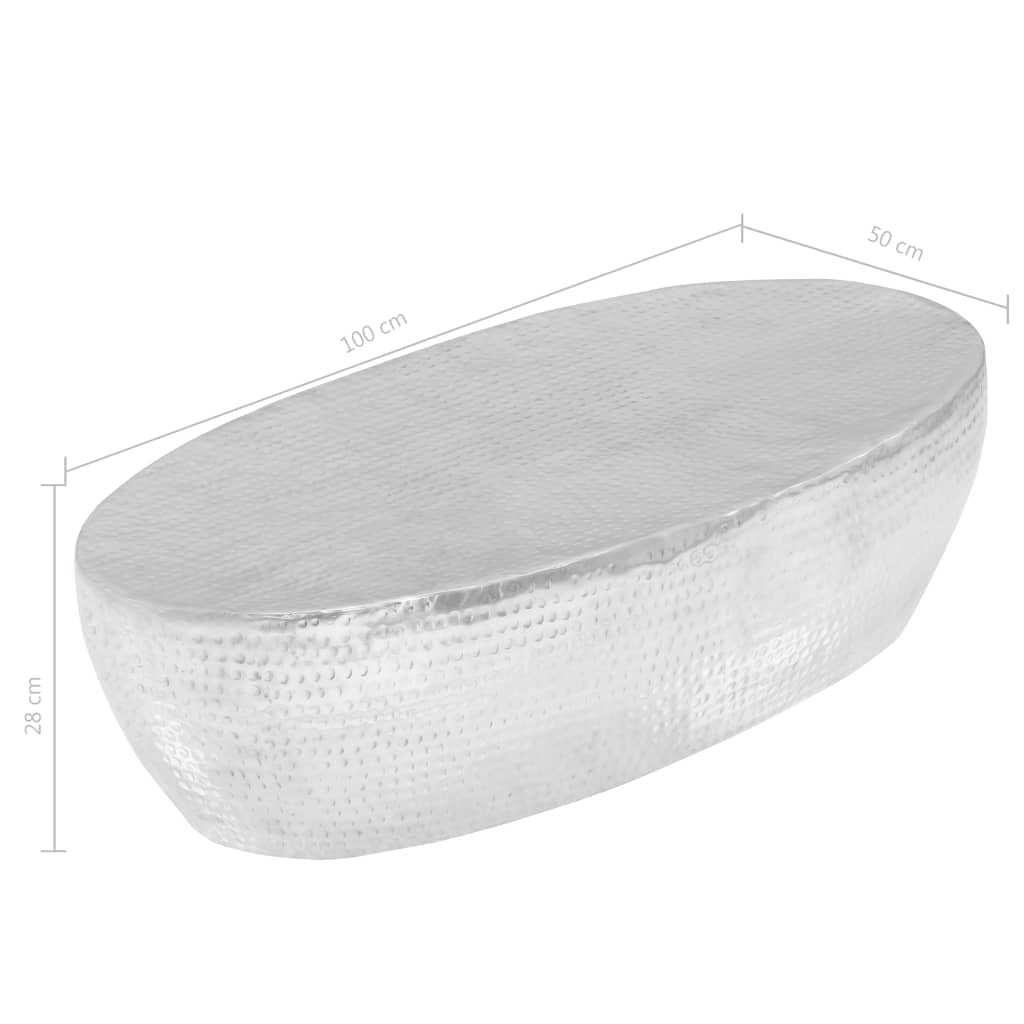 Τραπεζάκι Σαλονιού Hammered Ασημί 100x50x28 εκ. από Αλουμίνιο - Pakobazaar