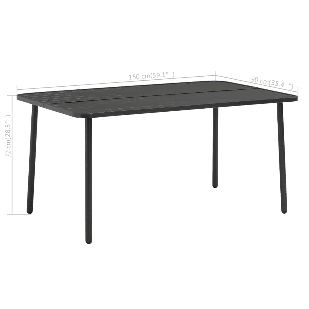 Τραπέζι Κήπου Σκούρο Γκρι 150 x 90 x 72 εκ. Ατσάλινο