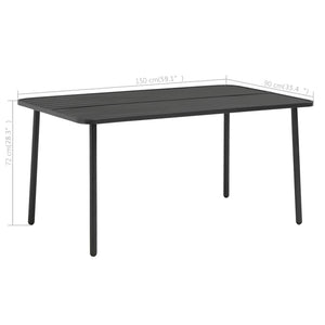 Τραπέζι Κήπου Σκούρο Γκρι 150 x 90 x 72 εκ. Ατσάλινο
