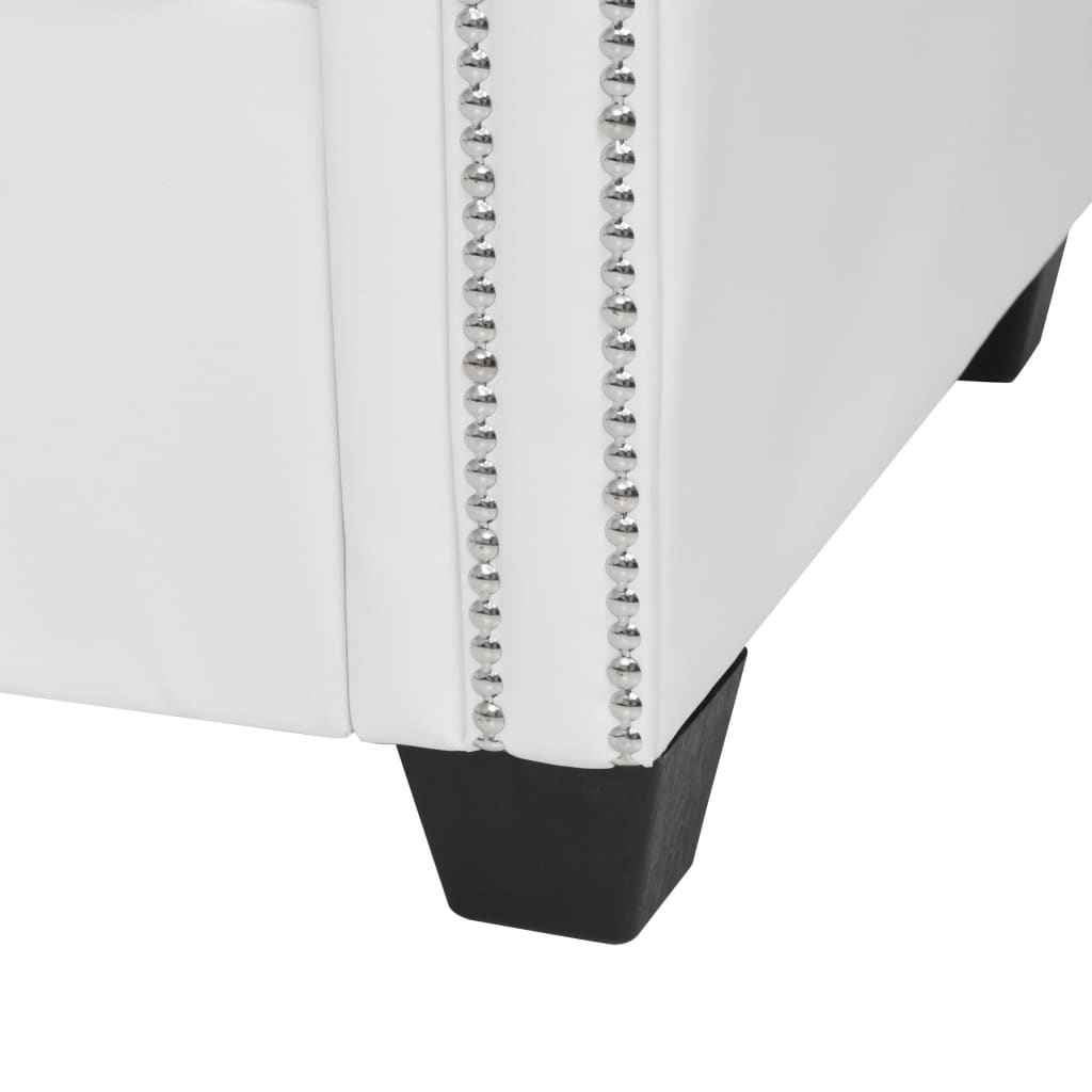 Καναπές Γωνιακός Chesterfield Λευκός από Συνθετικό Δέρμα - PAKOBAZAAR