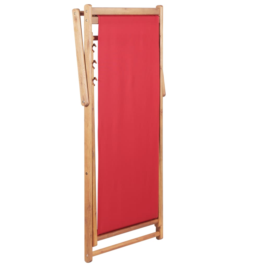 Σεζλόνγκ Πτυσσόμενη Κόκκινη Υφασμάτινη / Ξύλινος Σκελετός - Pakobazaar