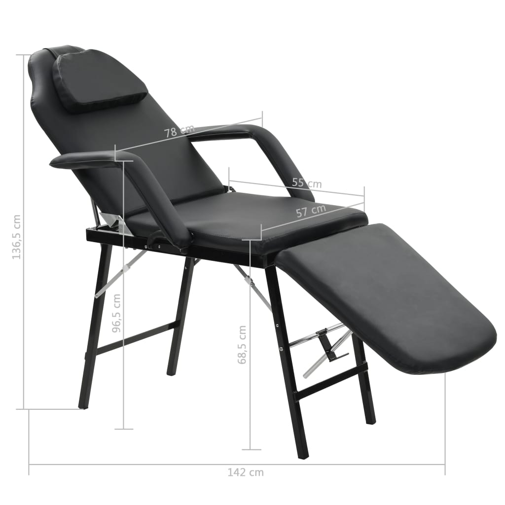 Καρέκλα Αισθητικής Φορητή Μαύρη 185x78x76 εκ. Συνθετικό Δέρμα - Pakobazaar