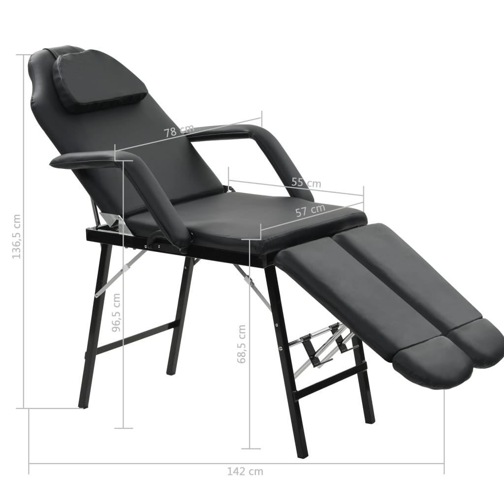 Καρέκλα Αισθητικής Φορητή Μαύρη 185x78x76 εκ. Συνθετικό Δέρμα - Pakobazaar