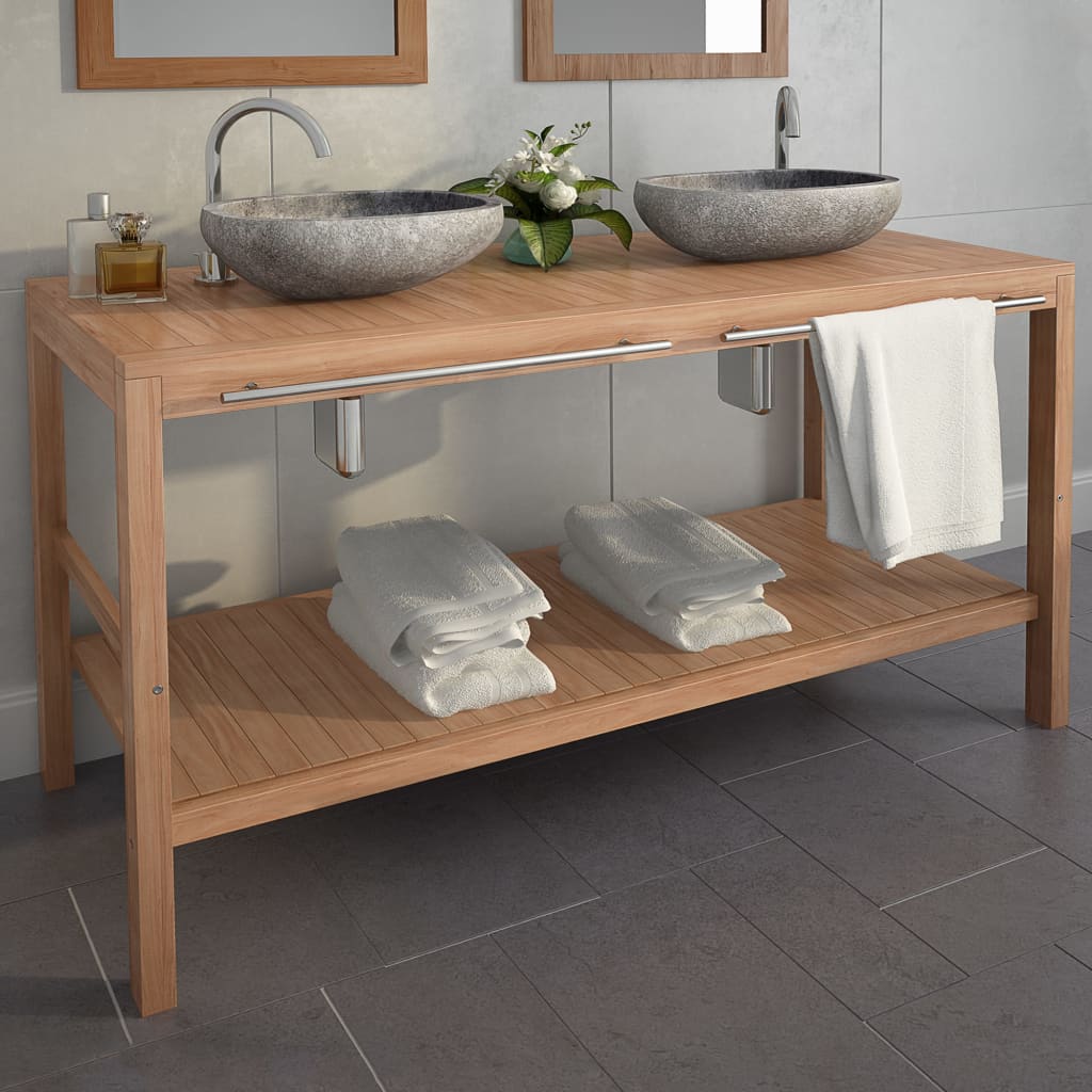 Έπιπλο Μπάνιου 132 x 45 x 75 εκ. από Μασίφ Ξύλο Teak - PAKOBAZAAR