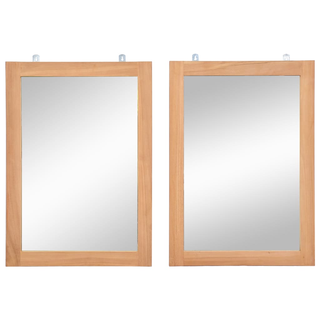 Καθρέφτες Τοίχου 2 τεμ. 50 x 70 εκ. από Μασίφ Ξύλο Teak