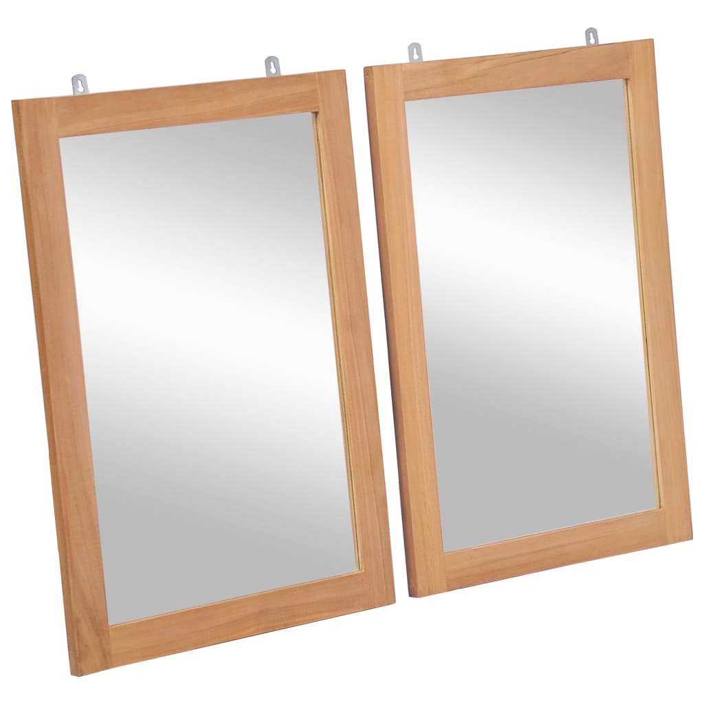 Καθρέφτες Τοίχου 2 τεμ. 50 x 70 εκ. από Μασίφ Ξύλο Teak