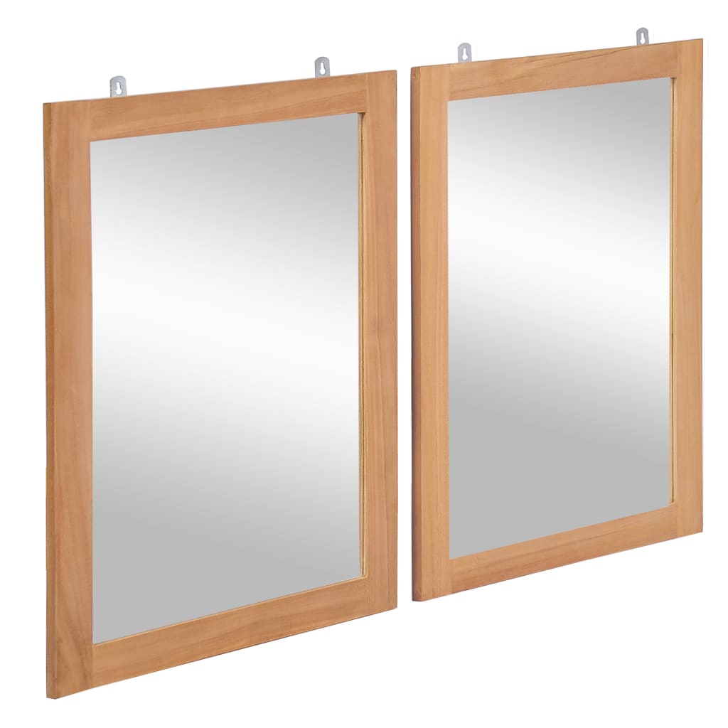 Καθρέφτες Τοίχου 2 τεμ. 50 x 70 εκ. από Μασίφ Ξύλο Teak
