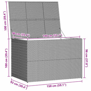 Μπαούλο Εξωτερικού Χώρου Μαύρο 150x100x100 εκ. Συνθετικό Ρατάν - Pakobazaar