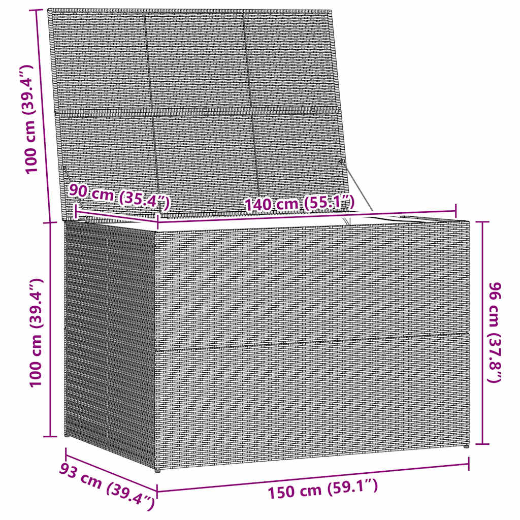 Μπαούλο Εξωτερικού Χώρου Καφέ 150x100x100 εκ. Συνθετικό Ρατάν - Pakobazaar