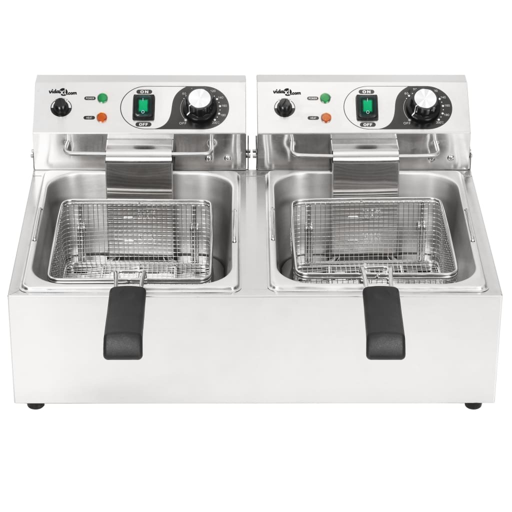 Φριτέζα Διπλή Ηλεκτρική 20 Λίτρα 6000 W από Ανοξείδωτο Ατσάλι
