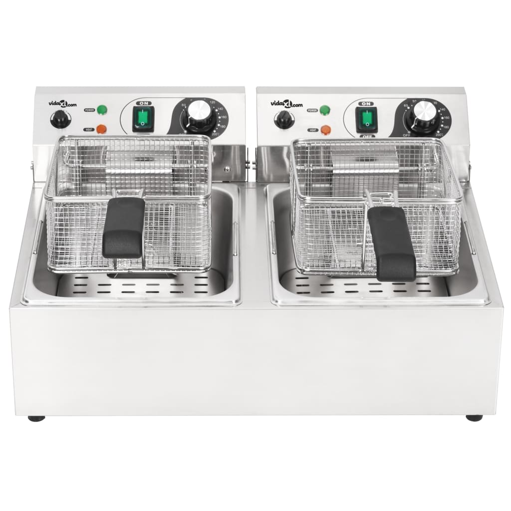 Φριτέζα Διπλή Ηλεκτρική 20 Λίτρα 6000 W από Ανοξείδωτο Ατσάλι