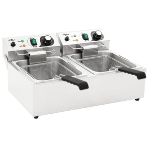 Φριτέζα Διπλή Ηλεκτρική 20 Λίτρα 6000 W από Ανοξείδωτο Ατσάλι