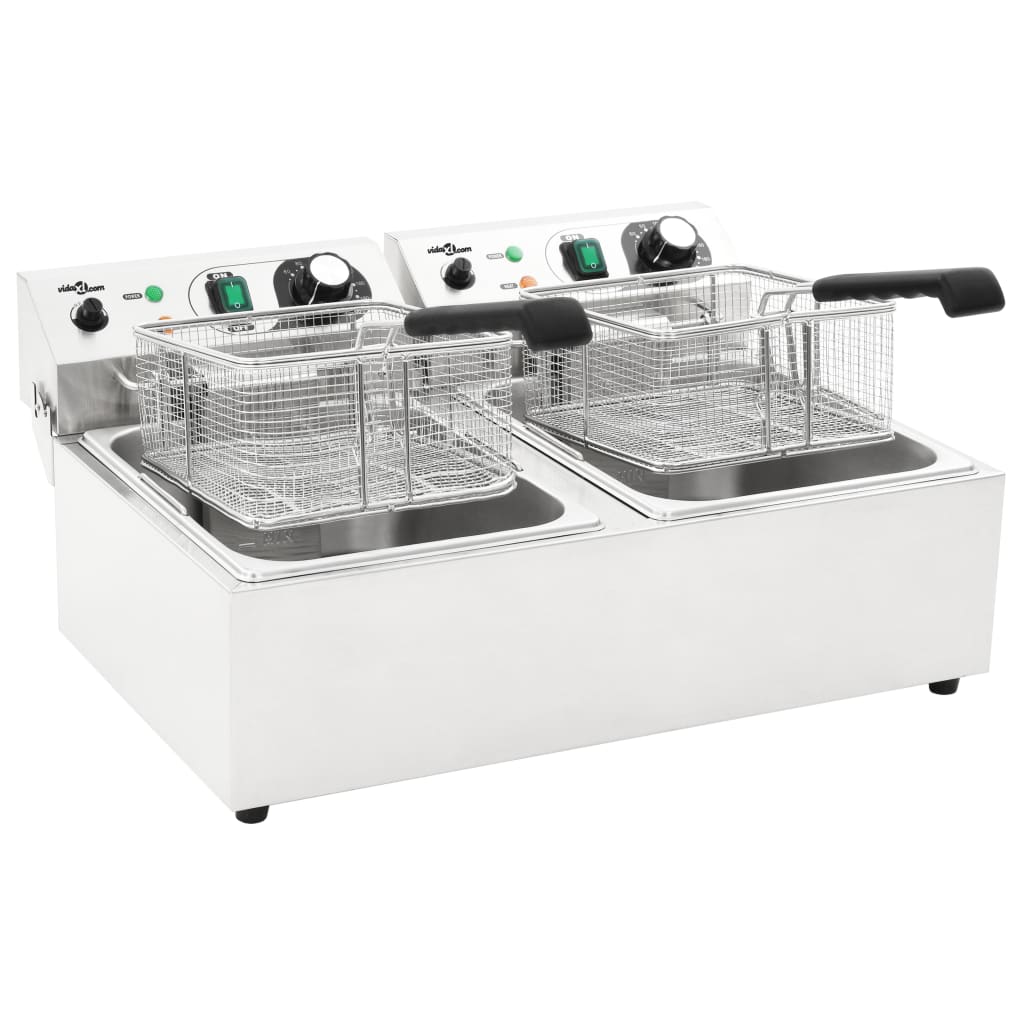 Φριτέζα Διπλή Ηλεκτρική 20 Λίτρα 6000 W από Ανοξείδωτο Ατσάλι