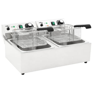 Φριτέζα Διπλή Ηλεκτρική 20 Λίτρα 6000 W από Ανοξείδωτο Ατσάλι