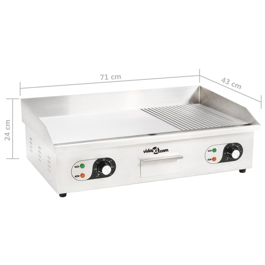 Πλάκα Ψησίματος Ηλεκτρική 4400 W 71x43x24 εκ. Ανοξείδωτο Ατσάλι