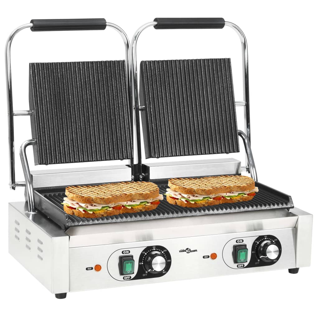 Τοστιέρα Διπλή Ραβδωτή Panini 3600 W 57 x 30,5 x 20 εκ. - Pakobazaar