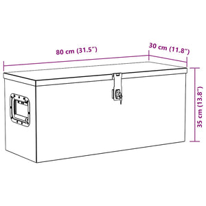 Κουτί Αποθήκευσης Τραπεζοειδές Ασημί 70x24x42 εκ. Αλουμινίου - PAKOBAZAAR