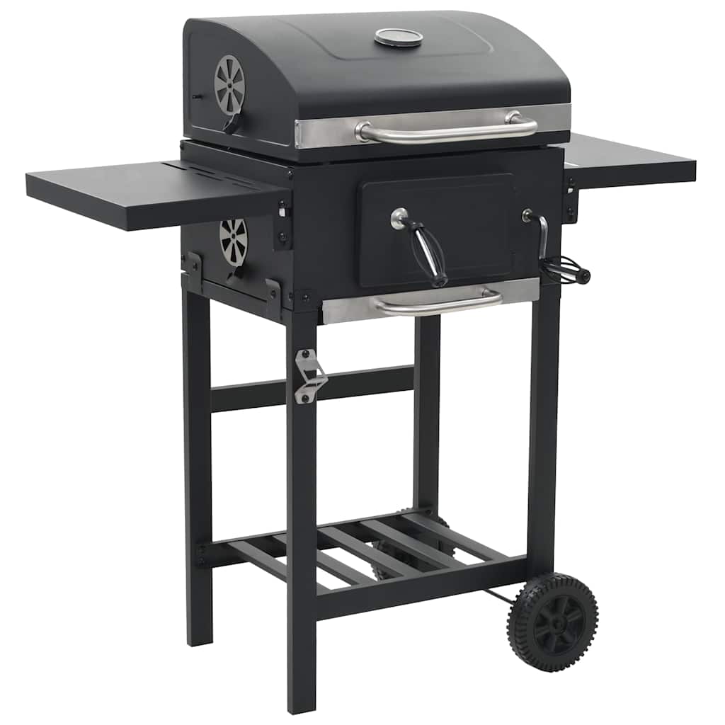 Ψησταριά Κάρβουνου / BBQ Μαύρη με Κάτω Ράφι - Pakobazaar