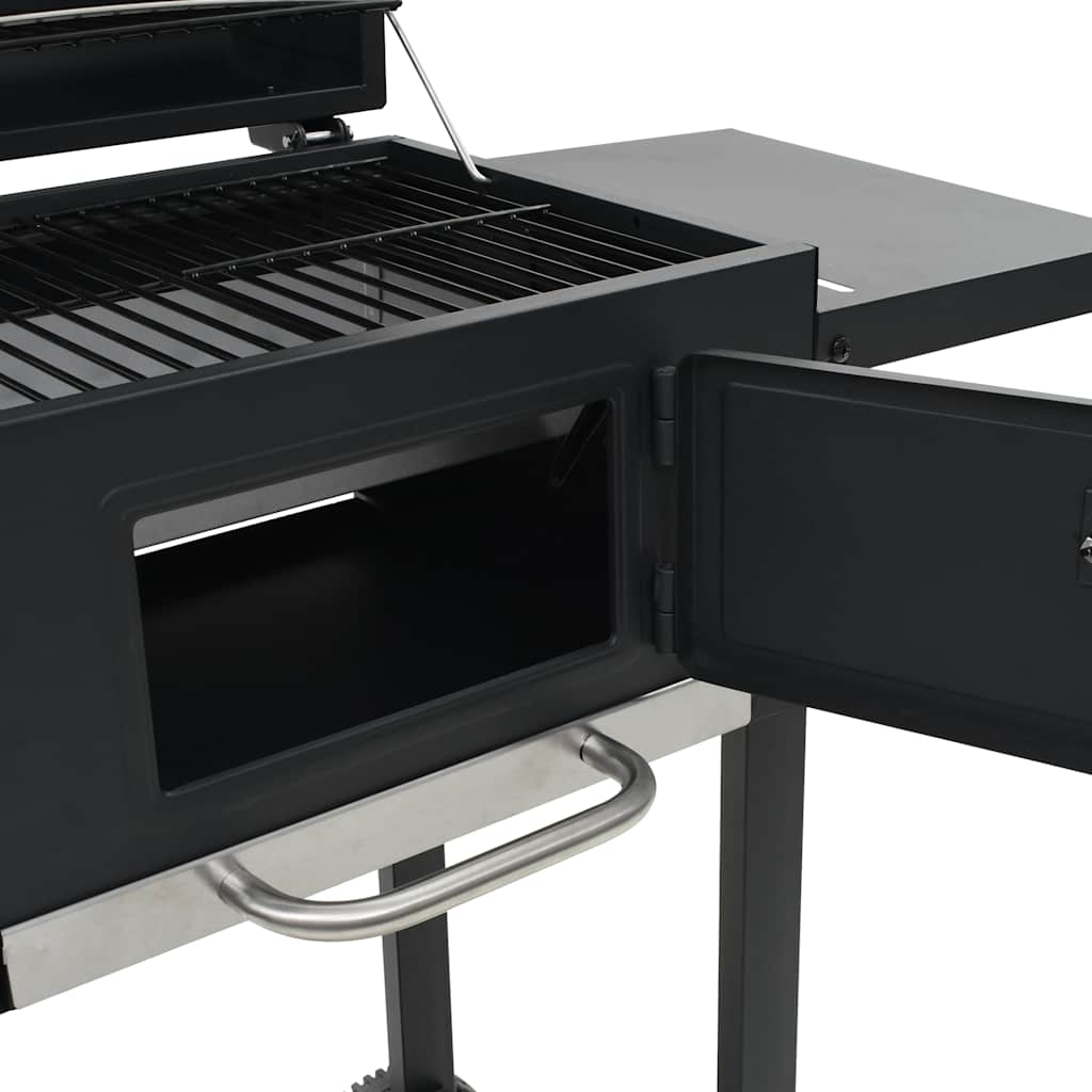 Ψησταριά Κάρβουνου / BBQ Μαύρη με Κάτω Ράφι - Pakobazaar