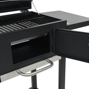 Ψησταριά Κάρβουνου / BBQ Μαύρη με Κάτω Ράφι - Pakobazaar