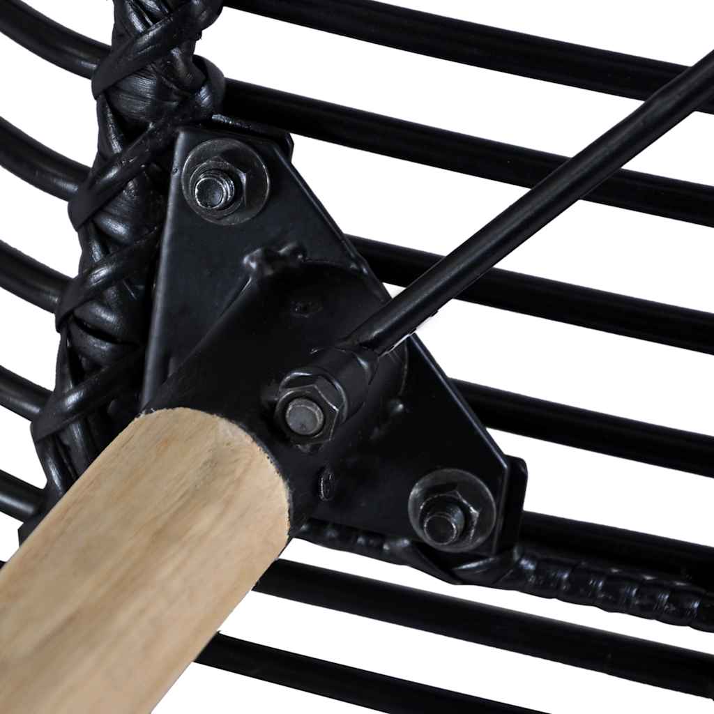 Καρέκλες Τραπεζαρίας 4 τεμ. Μαύρες από Γνήσιο Ρατάν - PAKOBAZAAR