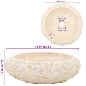 Νιπτήρας Κρεμ 40 x 12 εκ. Μαρμάρινος - PAKOBAZAAR