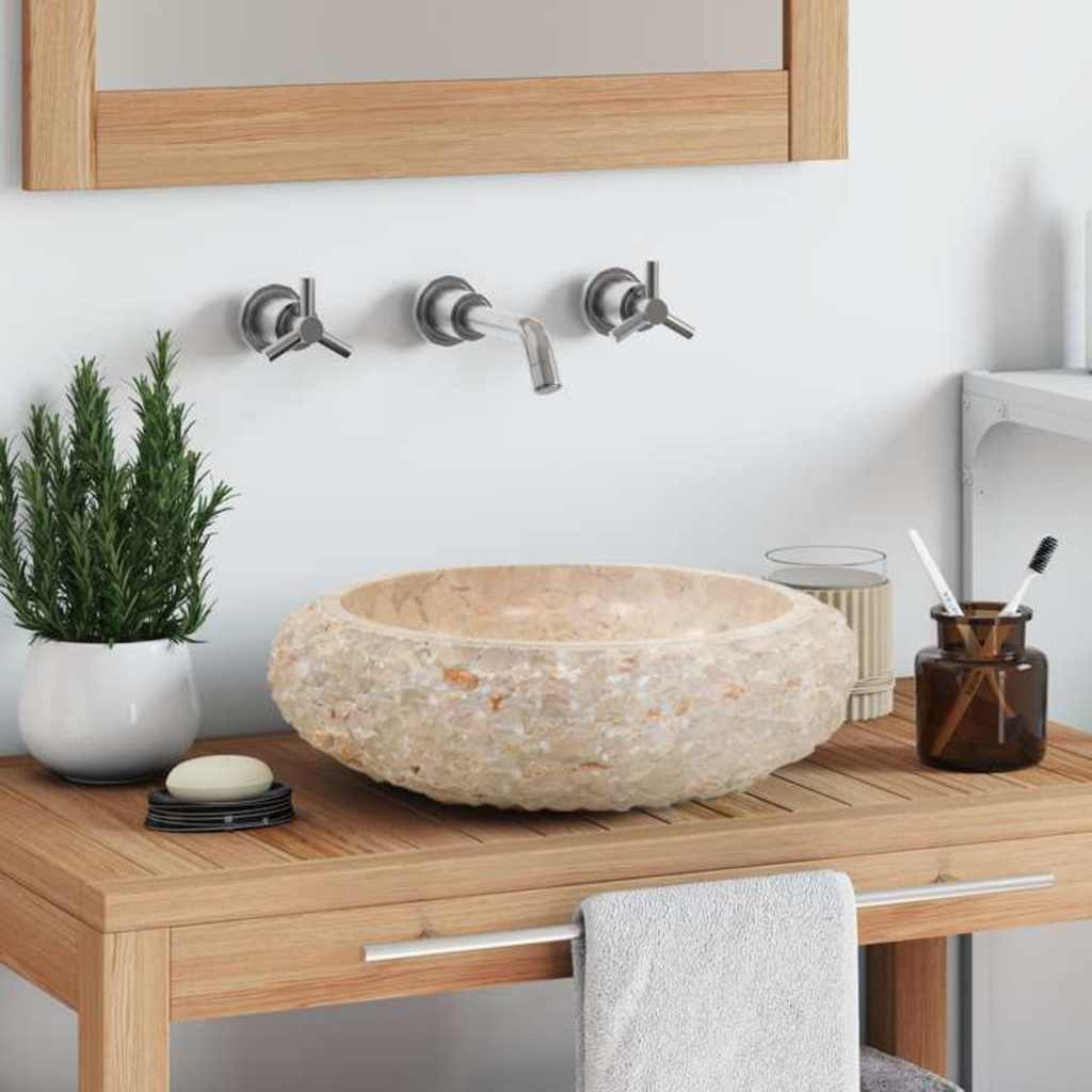 Νιπτήρας Κρεμ 40 x 12 εκ. Μαρμάρινος - PAKOBAZAAR