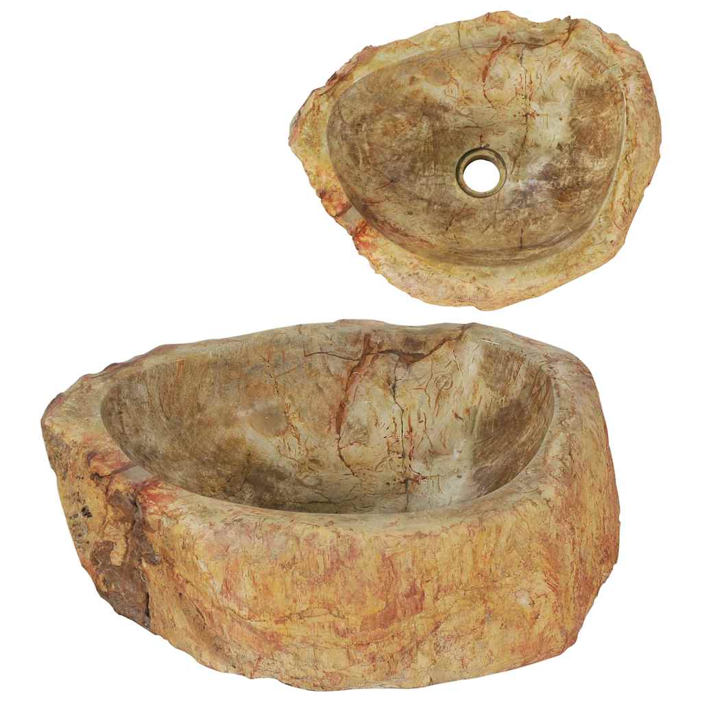 Νιπτήρας Απολίθωμα Κρεμ 45 x 35 x 15 εκ. Πέτρινος - PAKOBAZAAR