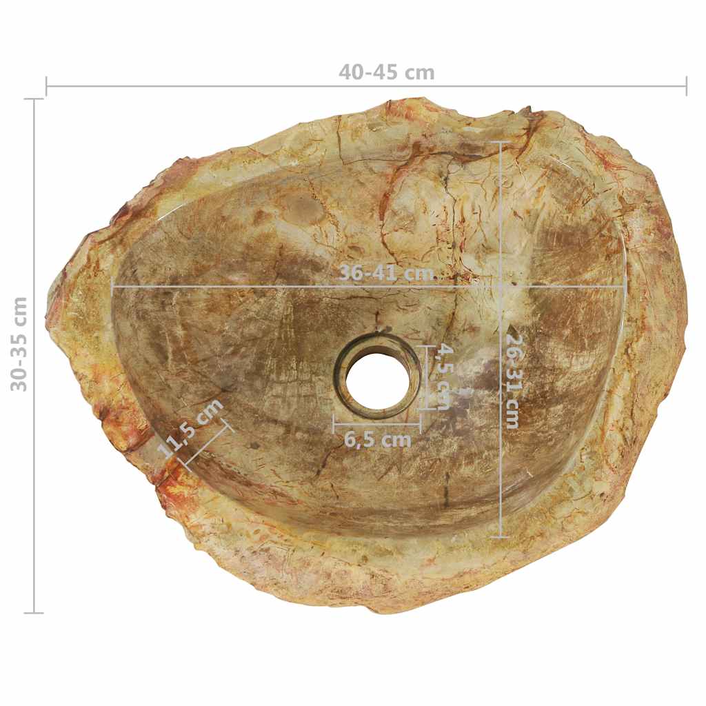 Νιπτήρας Απολίθωμα Κρεμ 45 x 35 x 15 εκ. Πέτρινος - PAKOBAZAAR