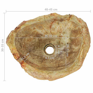 Νιπτήρας Απολίθωμα Κρεμ 45 x 35 x 15 εκ. Πέτρινος - PAKOBAZAAR