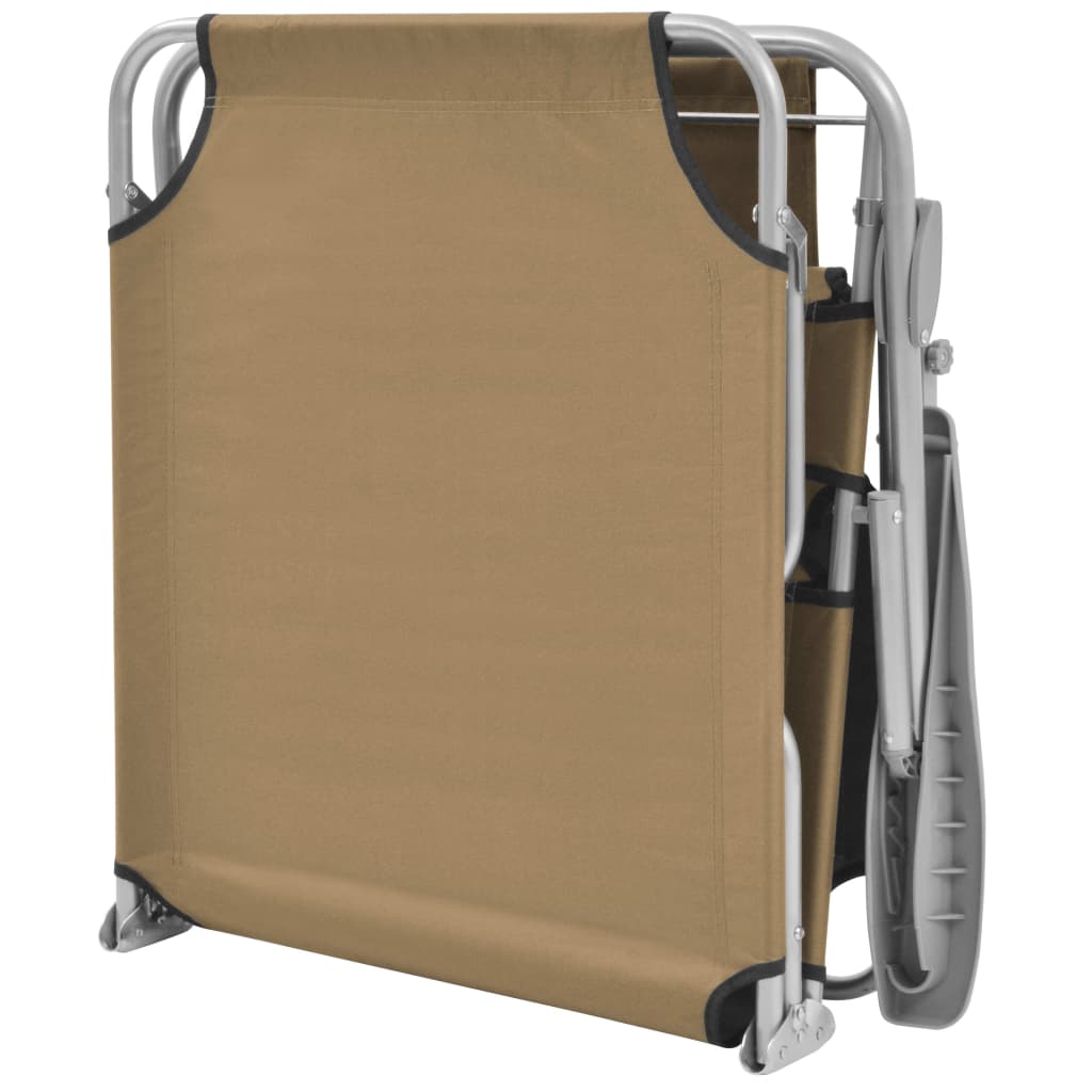 Ξαπλώστρα Πτυσσόμενη Χρώμα Taupe Ατσάλινη με Σκίαστρο