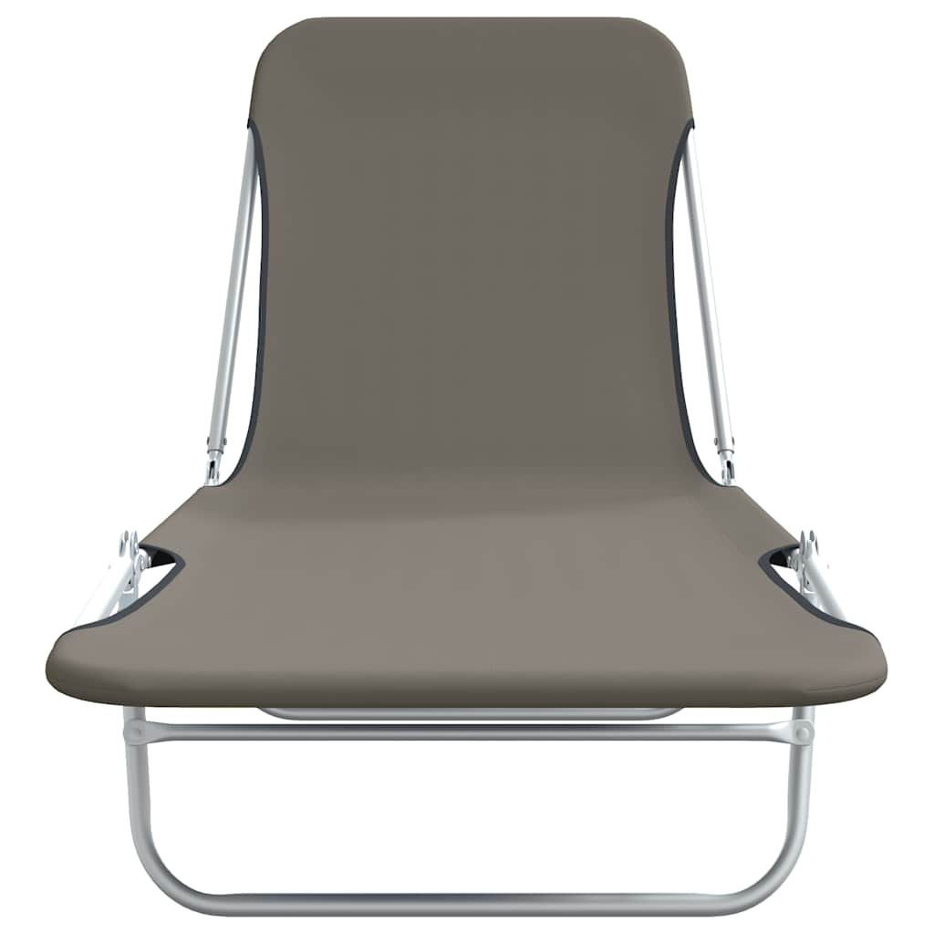 Ξαπλώστρες Πτυσσόμενες 2 τεμ. Γκρι από Ατσάλι / Ύφασμα